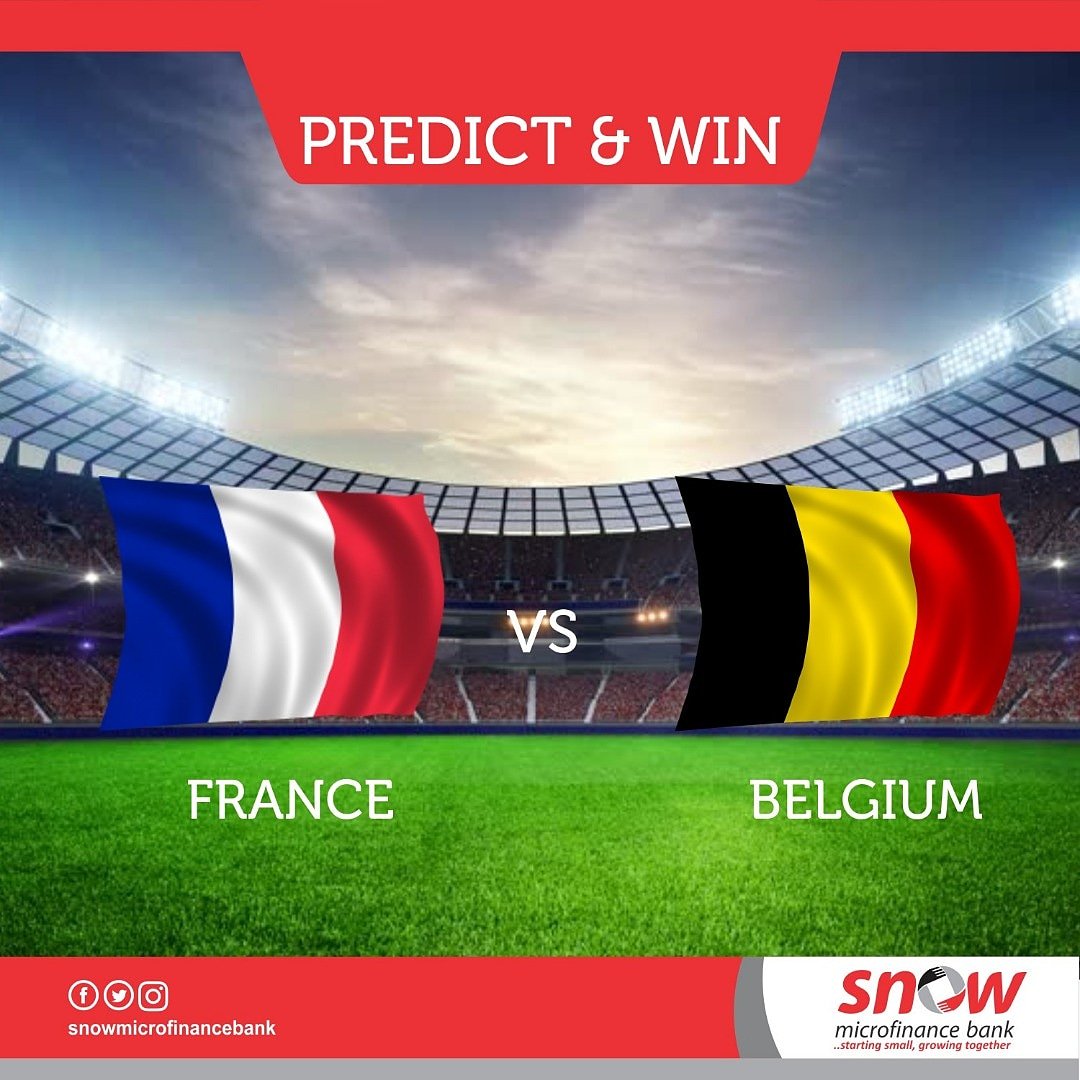 snowmfb's tweet photo. The semi-final is here!!! France vs Belgium. The first 5 to predict the correct scoreline wins an instant recharge card.
Follow on Twitter @snowmfb to participate.

#fifaworld2018 #football #russia2018  #snowmfb #bank https://t.co/bOtI4ejlwl