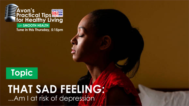 AVONHMO's tweet photo. Are you just sad or is it something deeper that needs to be addressed quickly?
Tune in to our radio show on @Smooth981FM this Thursday by 5:15PM as Dr Dami explores what Depression is and what it isn't
#SmoothHealth #HealthyLiving # #AvonHMO #AvonPracticalTips https://t.co/ngqWGVP0oU