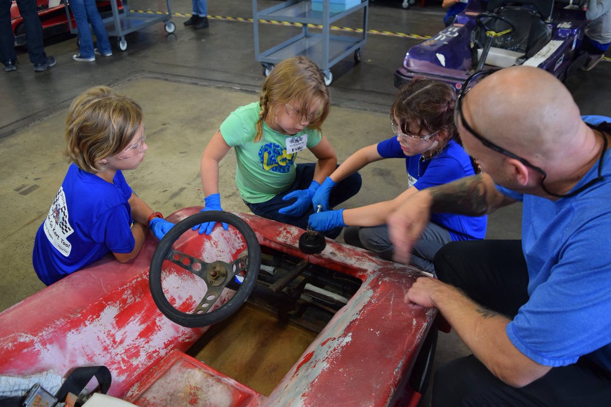 OkanaganCollege's tweet photo. The Girls Can Go Kart Too camp is underway this week at #OkanaganCollege. 12 girls will learn how to deconstruct and reconstruct a go kart for a big race on Friday!  @ita_bc @ita_youth @tradesOC #GirlsGoKartBC https://t.co/fjbBqq4BBK