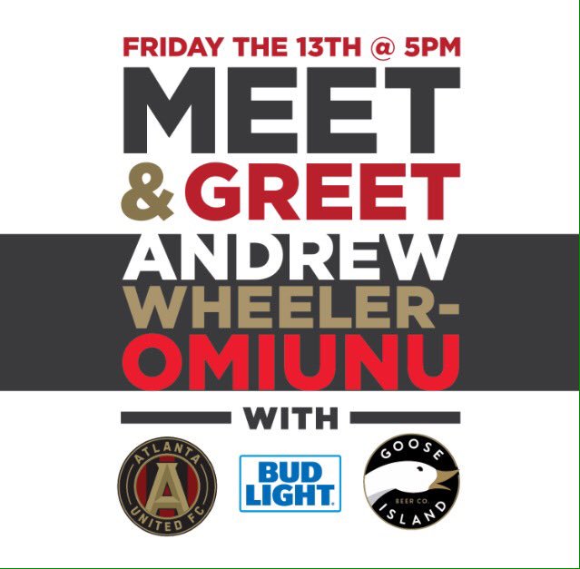 Guys &amp; gals, it's no longer a mystery! <a href="/ATLUTD/">Atlanta United FC</a> player Andrew Wheeler Omiunu will be joining us this Friday! Come one, come all! #atlantaunited #atlunited #castleberryhill #weloveatl #atlanta