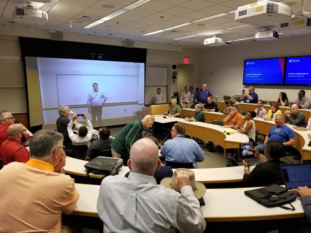 HartlineDavid's tweet photo. Telepresence instruction at Wharton. https://t.co/uVsvELFnj4