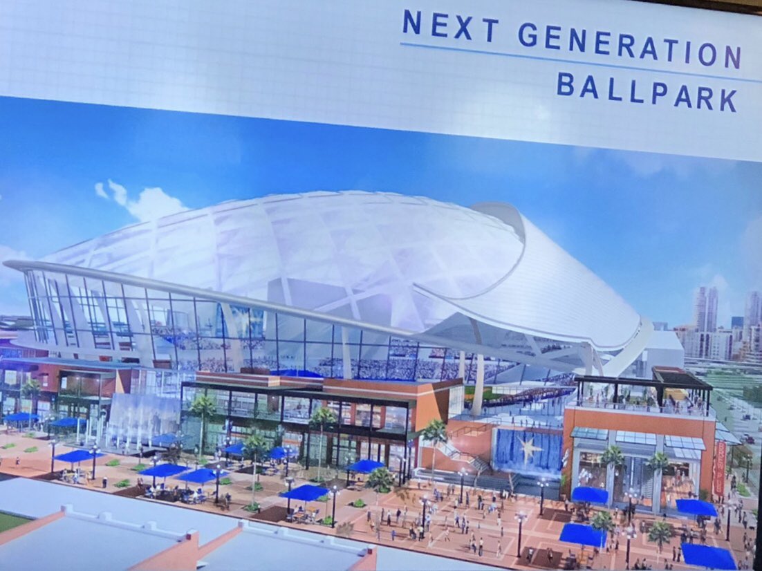 John Sabol on X: #Rays announce the design of their new stadium in Ybor.  Ballpark will not be retractable but will have a fixed/translucent roof.  Stadium will have “sliding glass exterior walls