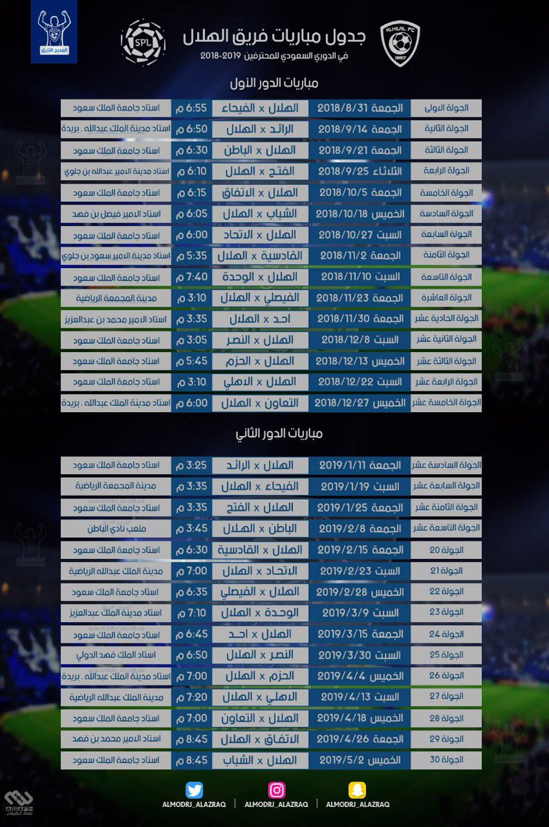 جدول مباريات الهلال 2021-2022