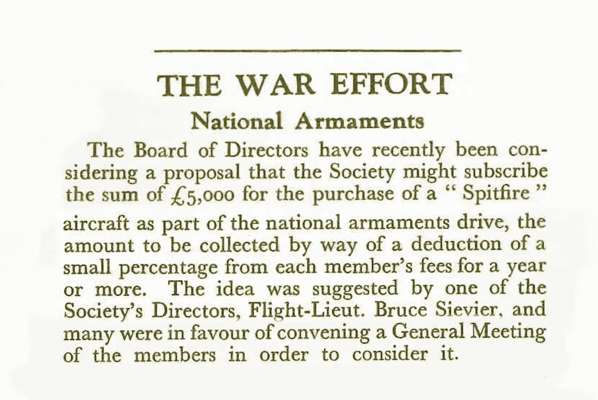 PRSforMusic's tweet photo. Today's flypast in London reminded us of this 1940's article from the PRS archives showing the PRS board considering a donation of £5000 for the purchase of a ‘Spitfire’, although it didn’t happen, our members desire to support our armed forces was clearly evident #RAF100 https://t.co/fRSL6cV5La