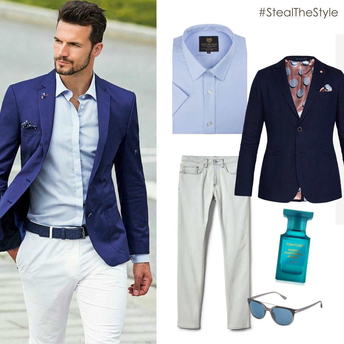 AffinityLancs's tweet photo. We absolutely love these selections from @MossBros (Blazer), @Gap (White jeans), @Chapelleoutlet (Sunglasses), @SuitDirect (Shirt) and @FragranceShopUK (TOM FORD Fragrance). #affinityfashion #thatshandy #mensfashion #StealTheStyle 🌳🌼 https://t.co/ZWGfJtjLWj