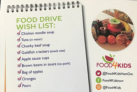 We are collecting food and donations for <a href="/Food4KidsHamOnt/">Food4Kids Hamilton</a> all week. Please check your cupboards and drop off here <a href="/UpperGageGarage/">Upper Gage Garage</a>