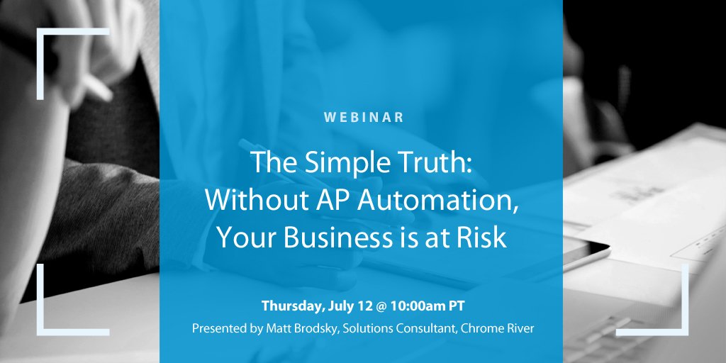 What risks does your organization face by failing to automate #invoice processing? Find out by attending our free webinar on Thursday July 12. Register at chr.om/Jul12Webinar