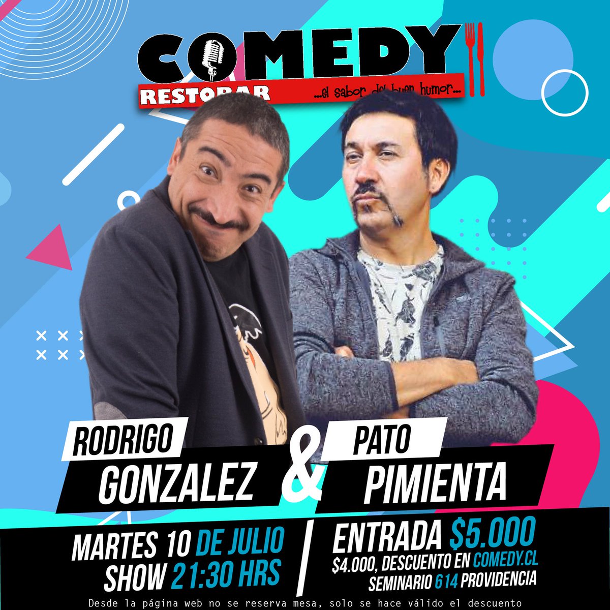 comedyrestobar's tweet image. Hoy!!
Gonzalez &amp;amp; Pimienta
te hacen la noche de #martes ! 😁🎊🎉