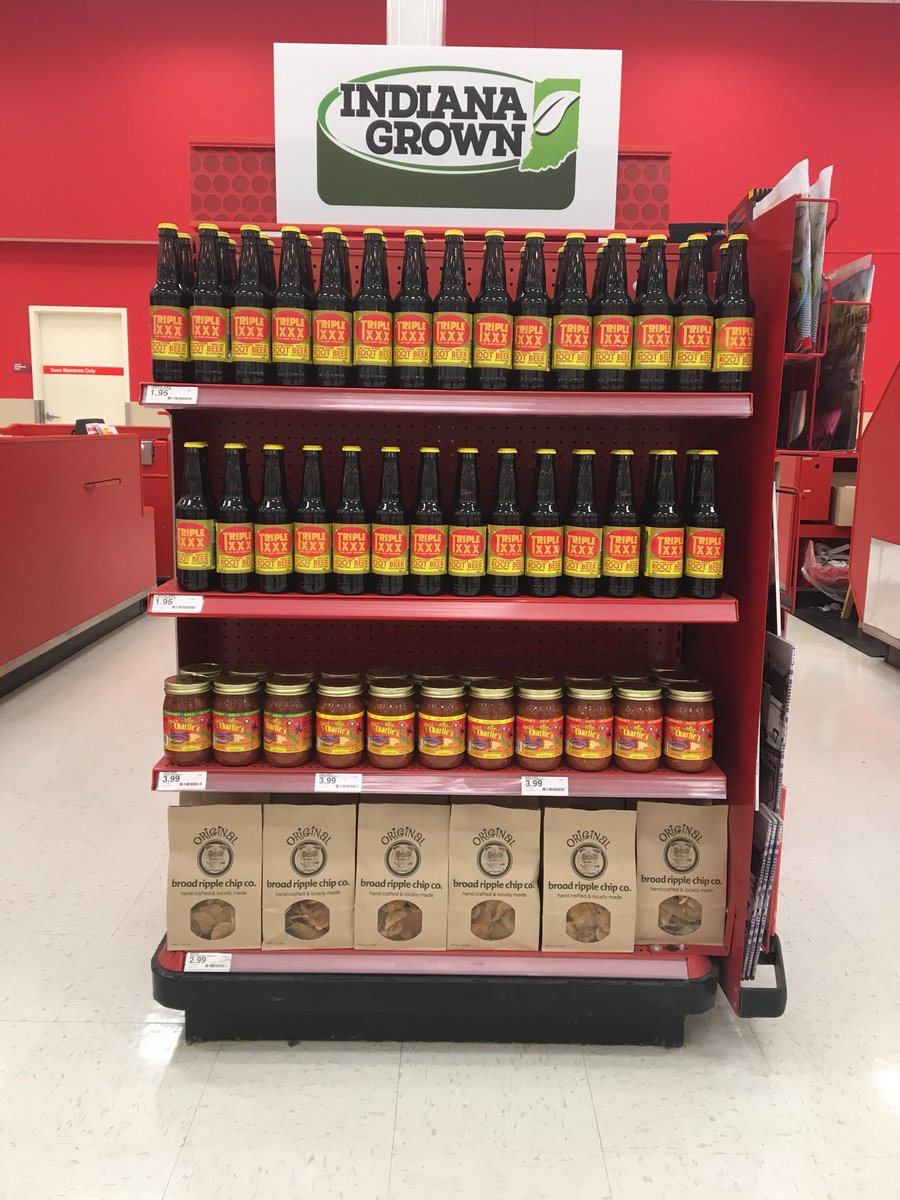 Target_Greg's tweet photo. On this week’s #localfocal - Triple XXX Root Beer, Crazy Charlie’s Salsa, and Broad Ripple Chip Co! Come taste the local flavor at #TheGreat1788!! https://t.co/IolWZIz43v