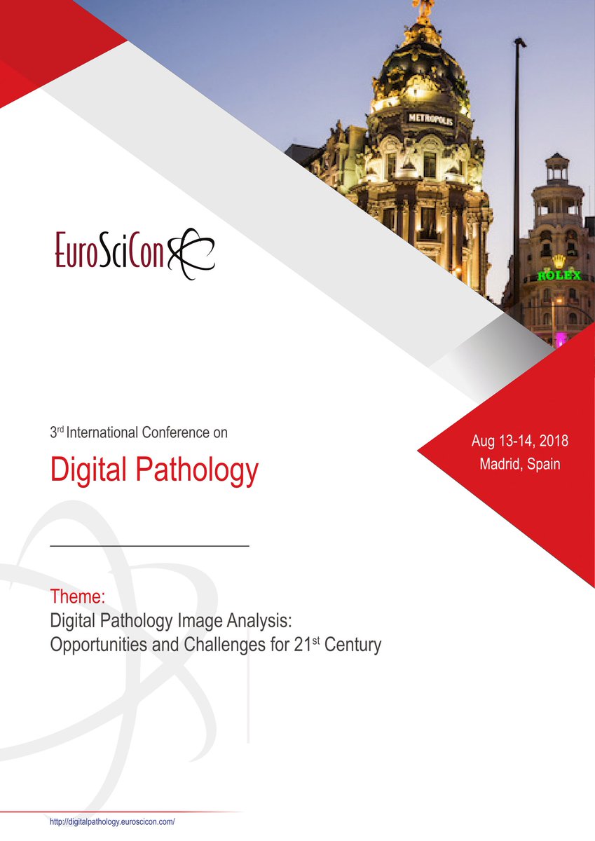 digitalpath2018's tweet photo. Confirm your slots at: https://t.co/E8KcNfRQ1S
Join us at the #conference on Digital Pathology, which will be held in Madrid, Spain on August 13-14 2018.
#DigitalPathology2018 #ChemicalPathology #Histopathology #Neuropathology #ClinicalPathology #AnatomicalPathology #Cytopath https://t.co/lHB2B92Ait