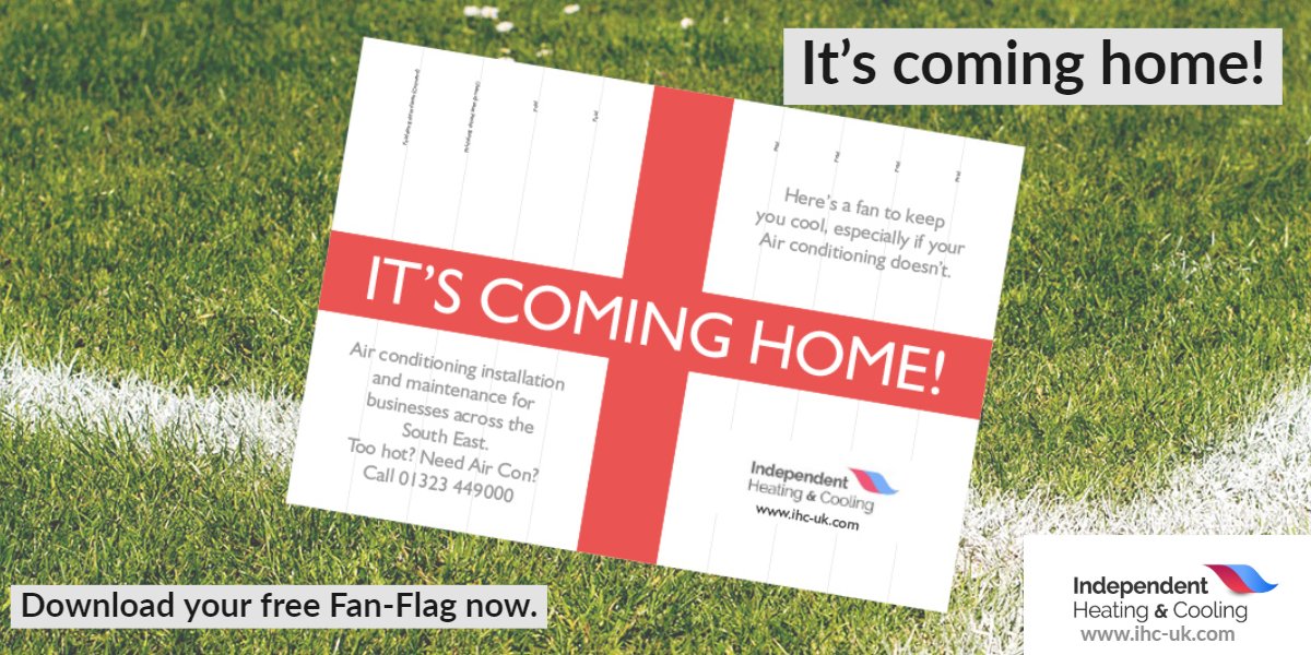 IHandC's tweet photo. Anyone else excited for the football tomorrow night? Use our fan flag to keep you cool during the intensity of the match. #ItsComingHome #England #AirConditioning #Football #KeepCoolAndCarryOn

https://t.co/n7q0HAZqVa https://t.co/rpbApvzTfW