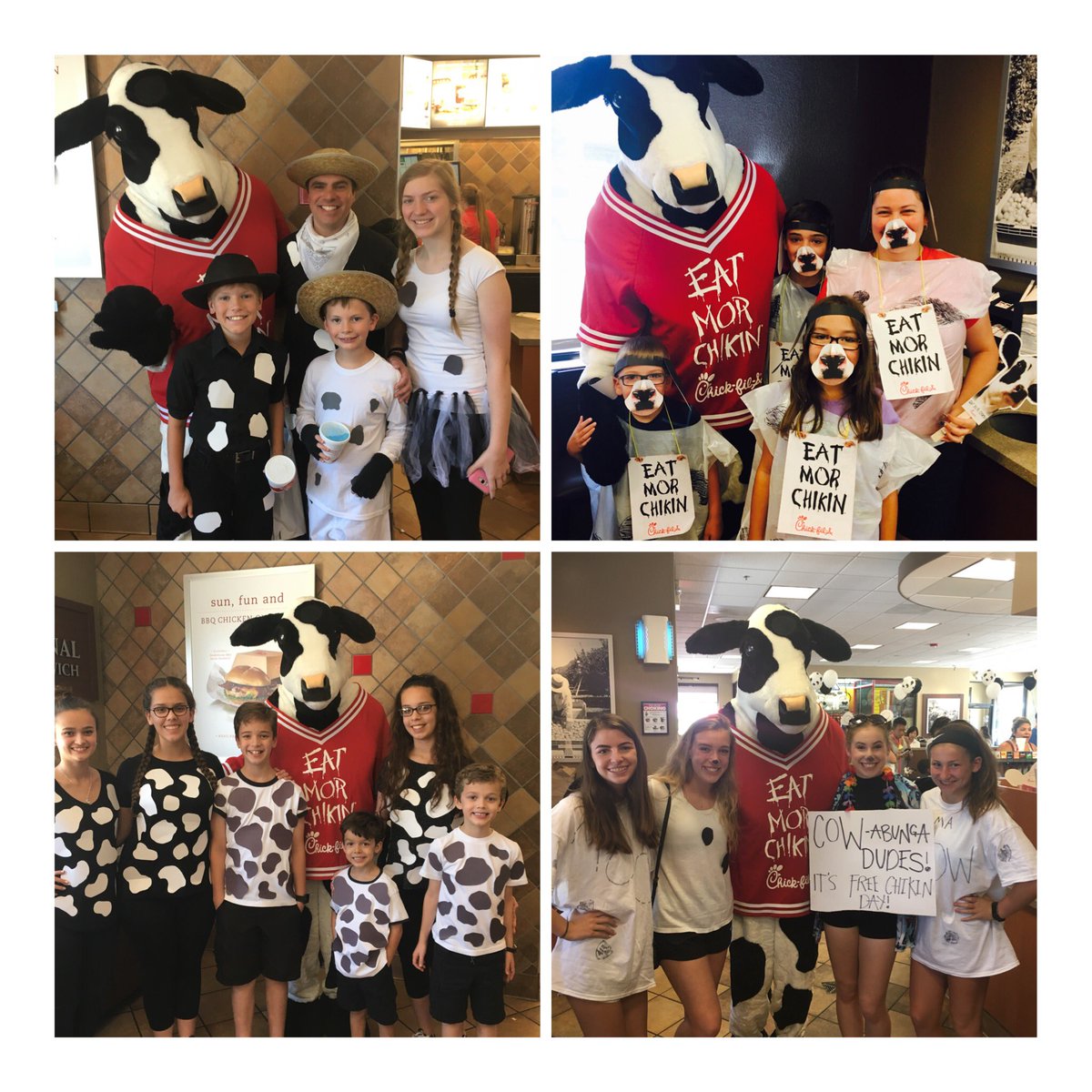 CFACuster121's tweet photo. Cow Appreciation Day is here! Dress like a cow from the hours of 6am-7pm on July 10, 2018 and receive a free entree (not including salads) or kids meal. Can only be redeemed in store not valid within drive thru. #cowappreciationday #CFACuster121 https://t.co/gITHcKa8hb