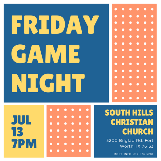 shcc_fw's tweet photo. This Friday is our Summer Game Night! All are welcome to play board games starting at 7pm. Bring your favorite game to share and maybe some snacks! 

See you there! #shccfw #ccdoc #gamenight #fun https://t.co/lTBG8c5XOW