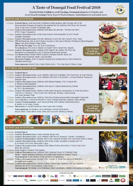 donegalcouncil's tweet photo. Amazing line up for the 10th Annual Taste of Donegal Food Festival. 24-26 of August are definitely dates for the calendar for all food lovers out there. 🎆🎉🍔🍓🌮🍤🐟#Donegal #FoodFestival
Find out more here https://t.co/4rgd5RTAbV https://t.co/dE2XKpeUOw