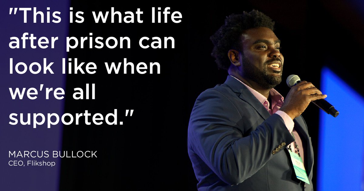 newprofit's tweet photo. At #NPGoL, Marcus Bullock of @flikshop—a member of New Profit's Unlocked Futures accelerator—discussed his journey from prison to entrepreneurship, and the debilitating human, economic, and talent costs of mass incarceration. Hear his full story: https://t.co/5liv8JET3V https://t.co/ZyChzL9Um0