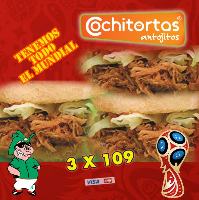 cochitortas's tweet photo. Martes 10 • 3 X 109 
3 cochitortas sencillas por $109 
No aplica en pollo ni bistec, cochitortas sin queso ni aguacate.
Aplica en pedido, para llevar y en comedor.
ACEPTAMOS TARJETA y te mandamos la terminal SIN CARGO por comisión bancaria
menú:
https://t.co/YLWboKBiqy https://t.co/XGKDoxO7hK