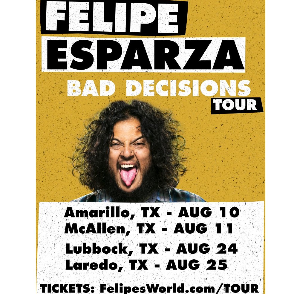 funnyfelipe's tweet photo. #TEXAS takeover in AUGUST!
Next month I'm in:
#AMARILLO
#MCALLEN
#LUBBOCK
#LAREDO
Get tickets for ALL shows at https://t.co/n0dE2eEgZg!
#BadDecisionsTour https://t.co/LHdSdPvPn4