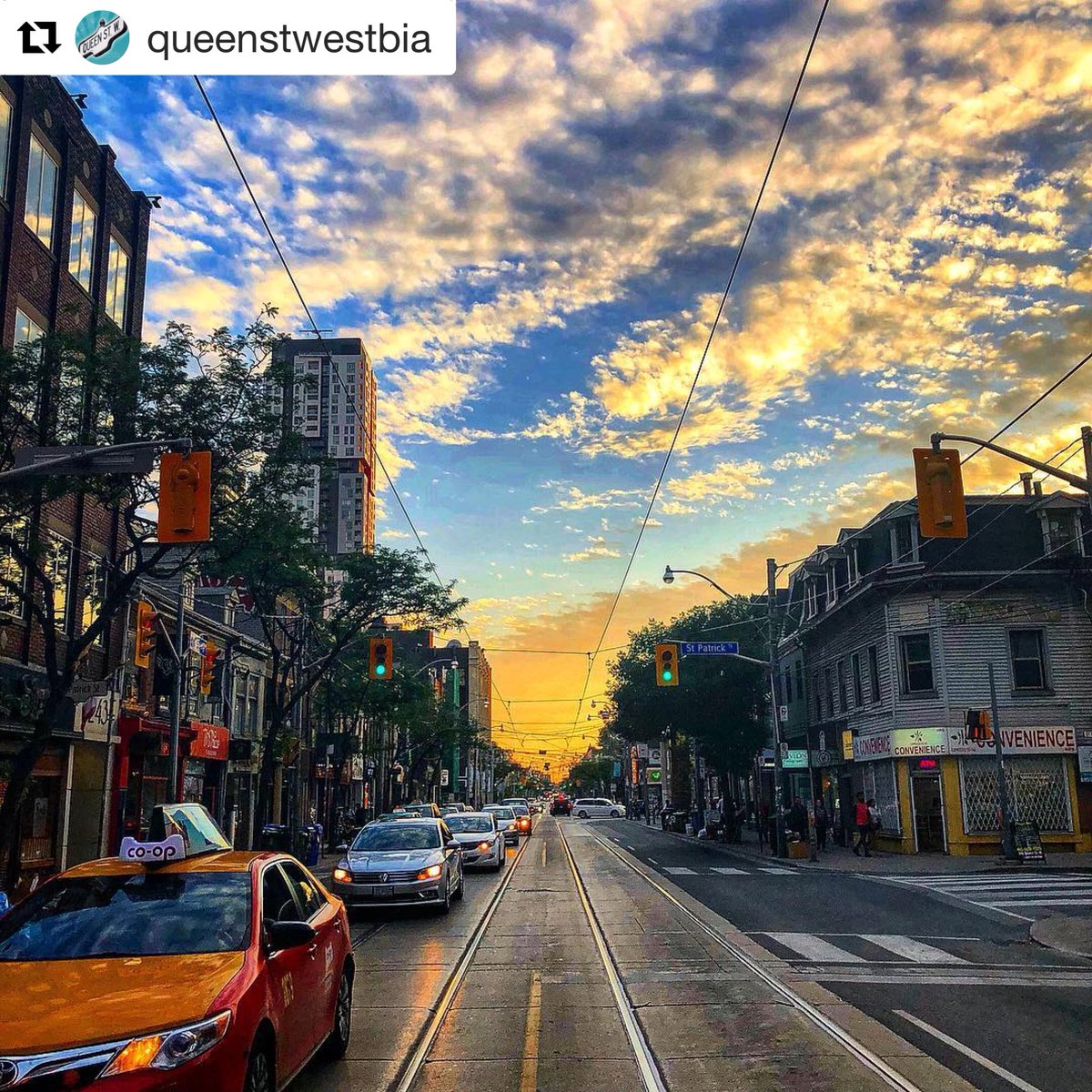 The Golden Hour just outside The Lodge on Queen