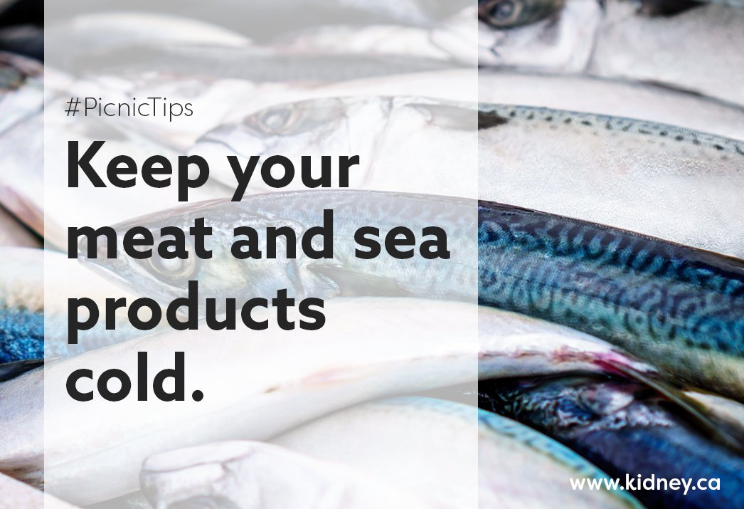 kidneycanada's tweet photo. #PicnicTips: The rise in temperatures can bring a rise in foodborne illnesses brought on by the growth of bacteria. To prevent this, keep meat and sea products cold at all times. #KidneyCommunityKitchen #KCK #ProtectYourKidneys https://t.co/F7ZzrQJqkZ https://t.co/OFcA6Eov6o