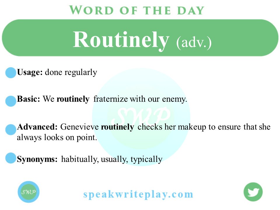 SpeakWritePlay's tweet image. Bank representative: We #routinely contact our clients to offer promotional services.

*&apos;always looks on point&apos; means = ?

#English #vocabulary #ingles #vocabulaire #ESL #LearnEnglish #anglais #영어 #ingilizce #Inglês