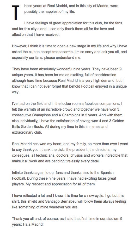 Footy_Transferr's tweet photo. Cristiano Ronaldo’s goodbye letter to Real Madrid fans after joining Juventus. https://t.co/bbCnsuskqv