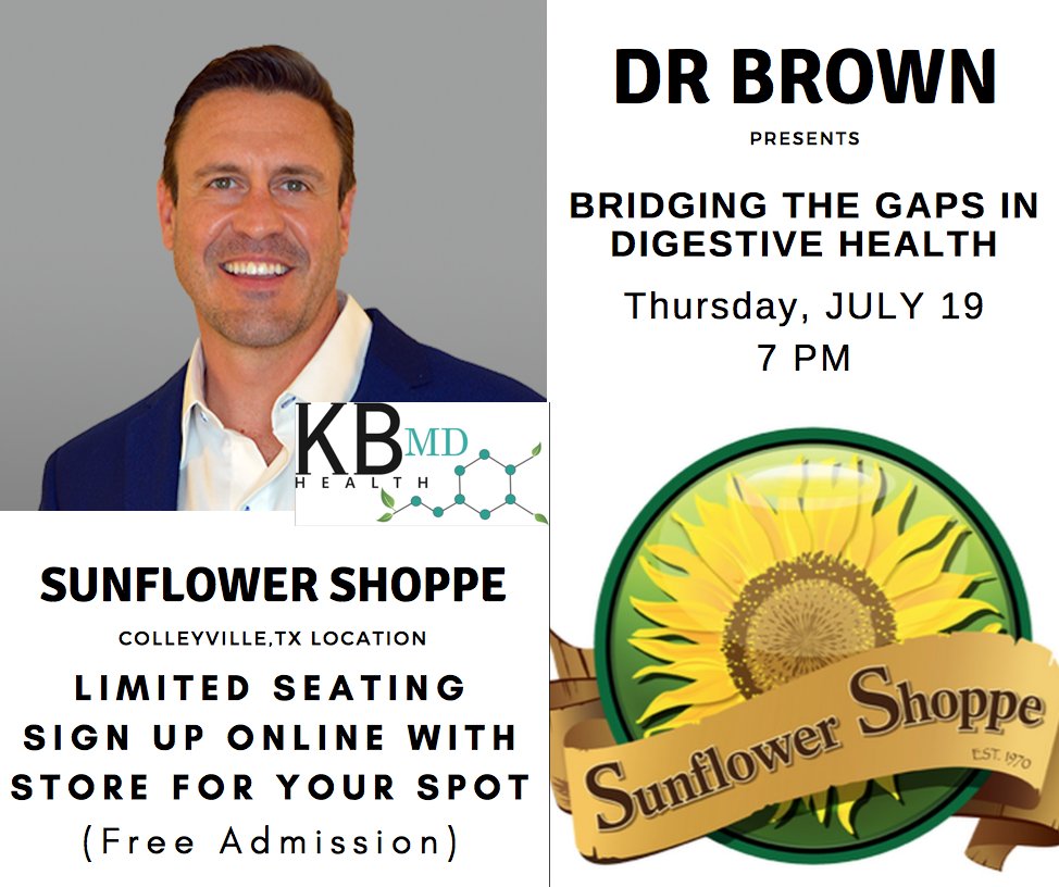 KennethBrownMD's tweet photo. Encore presentation! 

Spots filled up so fast last time, they asked Dr. Brown to repeat "Bridging the Gaps in Digestive Health"

Sign up for your spot today!
Thursday July 19th at 7pm, COLLEYVILLE location
 https://t.co/wTZYjjMsG1 https://t.co/Iqh0pO02f2