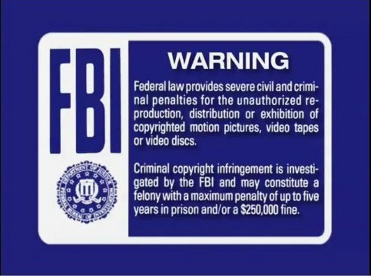 FBI Warning Screen - Movie Copyright Warning | WhiteScreen.show, image size:1200x894