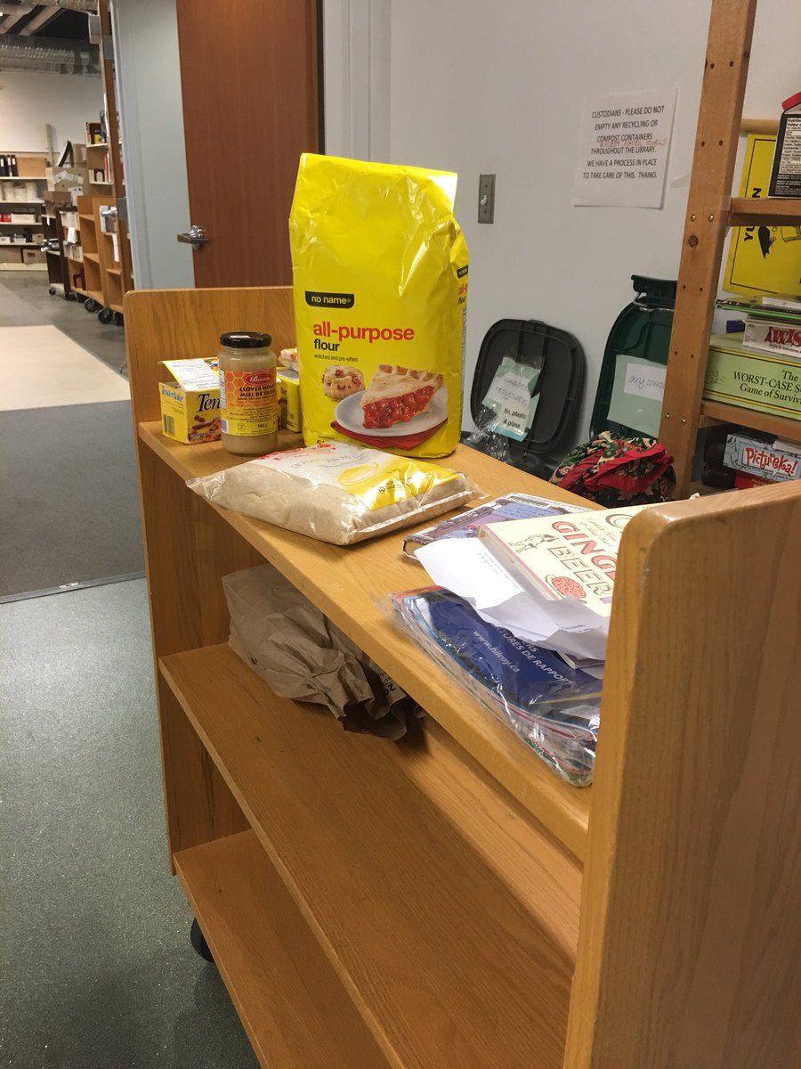 Book carts serve many purposes. Like transporting cake ingredients to the @KDCulture kitchen. #librarylife #cooking #bookcart #yxy