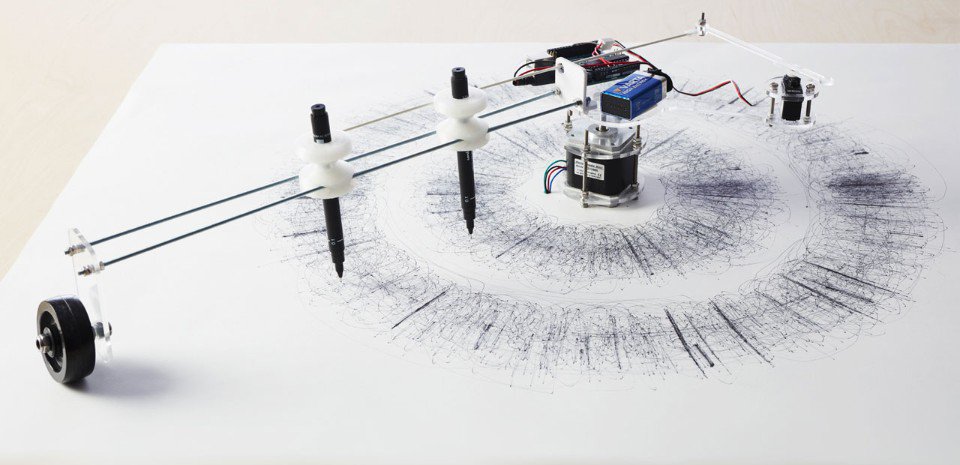 IAAC's tweet photo. No te pierdas hoy a las 17:30h en el @artssantamonica la visita guiada de la expo Auto-Màtic basada en proyectos del @IAAC + taller con jóvenes "Spirograph Bot Machine" de creación de dibujos automatizados mediante patrones matemáticos @FutureLearningU! #MachinicProtocols #MAA https://t.co/yW78y6G1sn