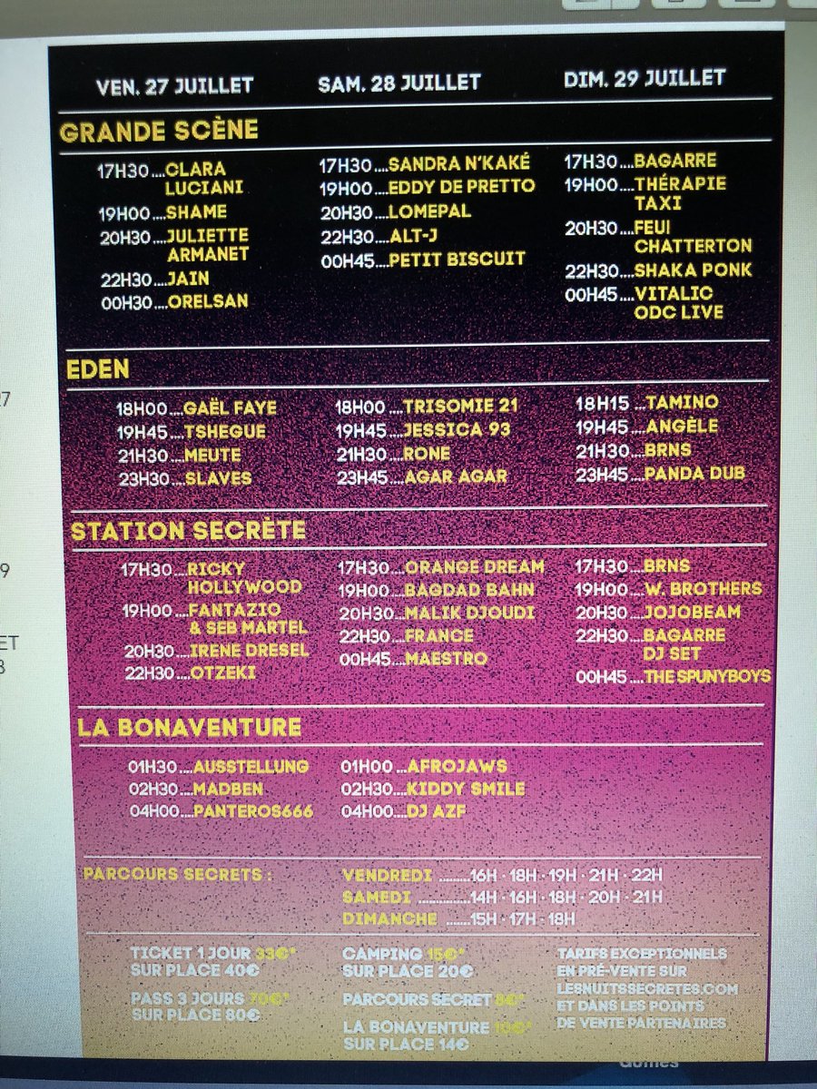 Je pleure devant ce line up <a href="/LesNuitsSecrtes/">Les Nuits Secrètes</a> vous vous êtes surpassés 😭😭🎉🎉🎉