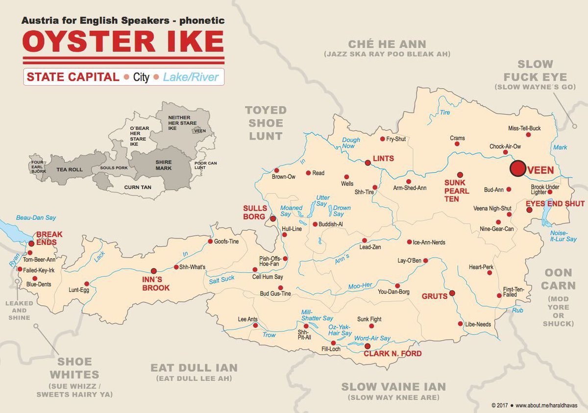 Phonetic #map of #Austria aims to help #English speakers. Sadly the Ö sound seems impossibly hard... Nice try ;)