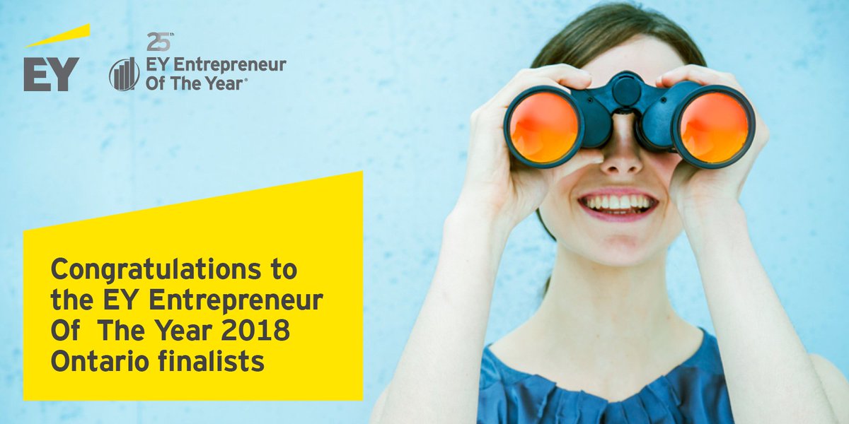 Ontario entrepreneurs are combining top talent with ambition to innovate. A huge congratulations to the 46 finalists (36 companies) named in the EY Entrepreneur Of The Year 2018 Ontario program! I look forward to seeing you all on 25 October. go.ey.com/2u3gdKS #EOYOntario