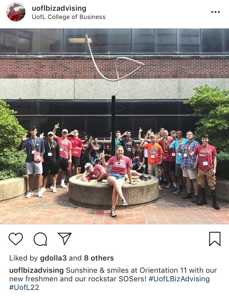 EthanSOSammons's tweet photo. I’m so happy @Leah1Cards4ever finally got to flex on the UofLBizAdvising gram. This aesthetic 😍 and the likes 📈 #WeAreUofL https://t.co/9ZVY2oLitr