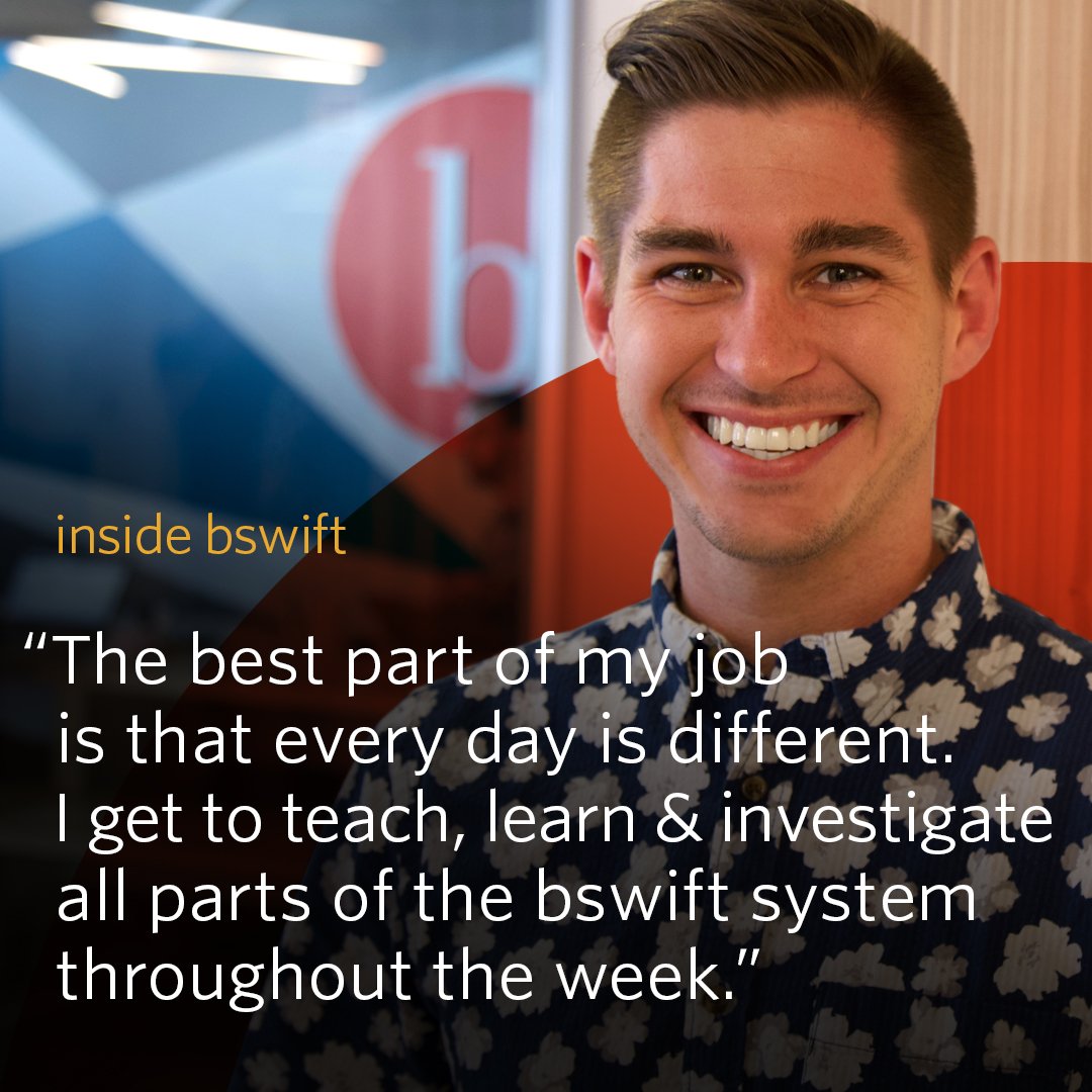bswiftbenefits's tweet photo. Take a peek #insidebswift each week! Simon Floeter shares his favorite part of being an Account Manager at #bswift. https://t.co/gwxD7UOcOH
