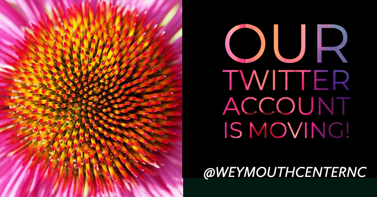 We're moving! Follow us on over to our new Twitter home:
@WeymouthCenterNC

#weymouth #weymouthcenter #pinehurst #pinehurstNC #downtownsouthernpines #southernpines