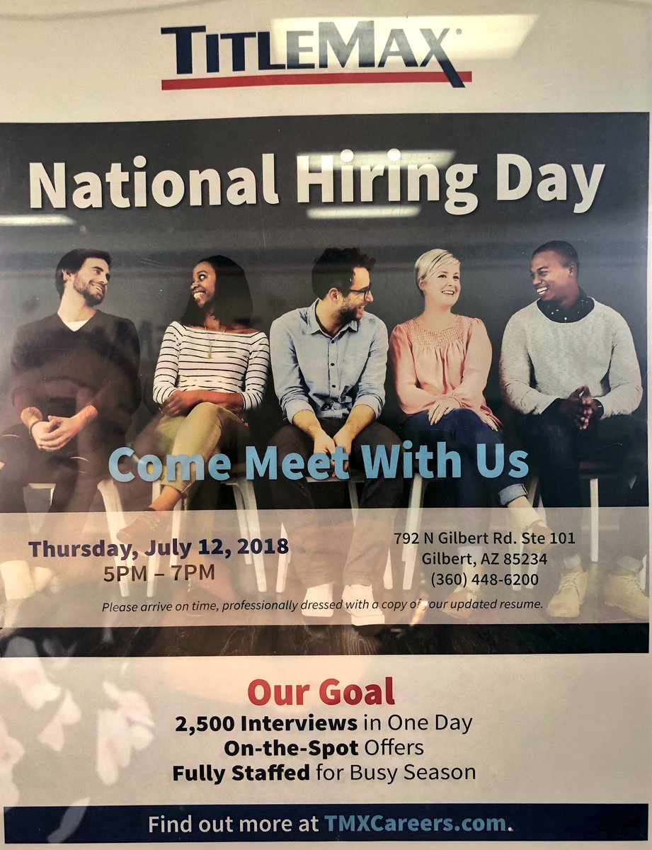 Only 2 days to go until National Hiring Day! 
TMX Region 27, District 135