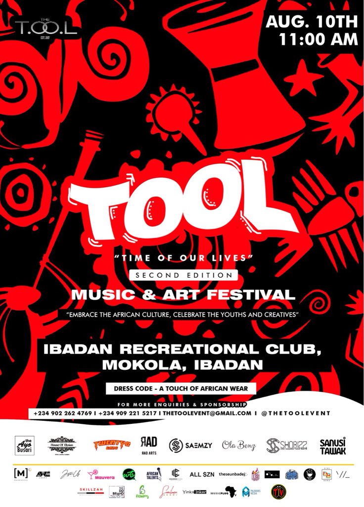 theToolFest's tweet photo. TOOL Fest : Lagos // July 28

TOOL Fest : Ibadan // Aug 10

Let’s vibe the African way // Lets Have the time of our lives 

Get your tickets at https://t.co/H9w2fU1tnO

https://t.co/JkI8S6Do49

 Follow @thetoolfest @theTOOLevent  #TOOL18 #TOOLfest #theTOOLfest #THETOOLFEST https://t.co/R4YQtLr74W