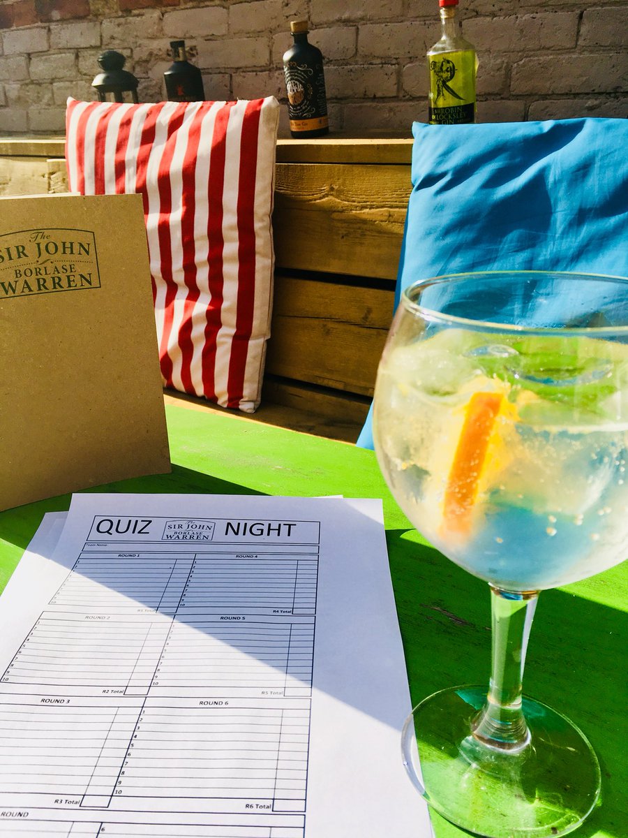 Quiz night tonight from 9pm. The suns still shining on the terrace! #gin #quiz #quiznight #sunterrace #sjbw #lincolngreen
