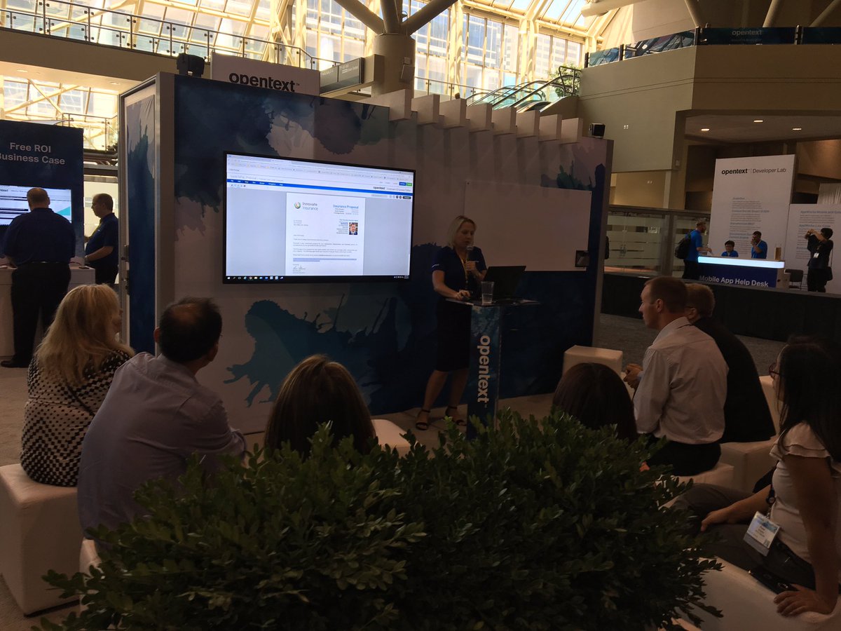 chrisaskland's tweet photo. #Exstream Empower live showcase in Experience theatre @OTExstream #OTEW18 #OpenText https://t.co/eUrBm1VDhz