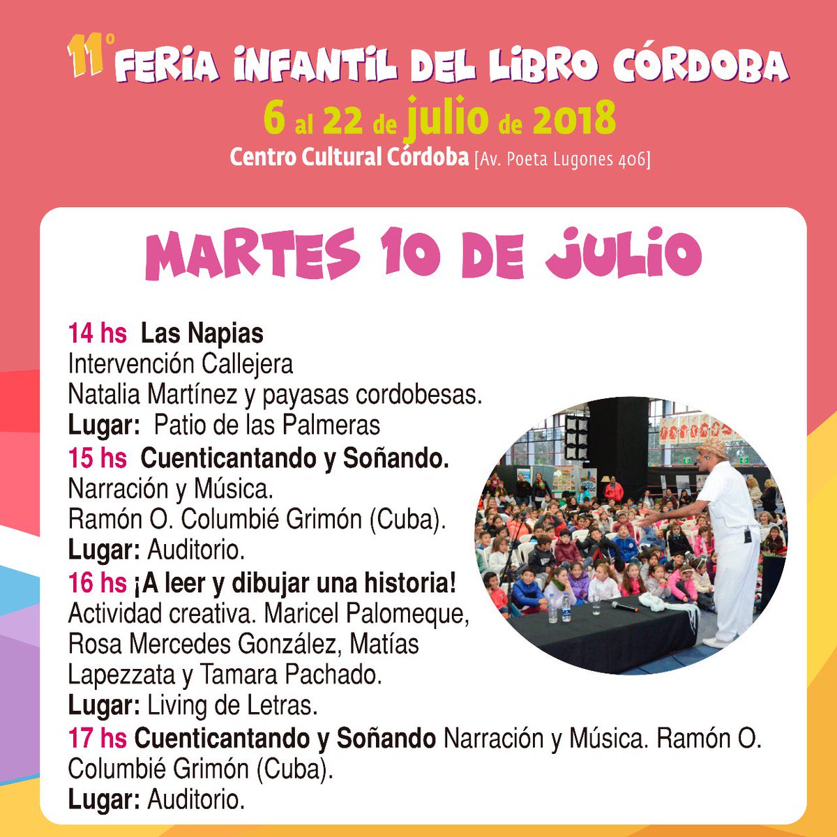 Hermosa tarde de verano para recorrer La #FeriaInfantil en el <a href="/CtroCulturalCba/">CCC</a>. 🌞🌈
Te esperamos hasta las 20 con este menú de actividades