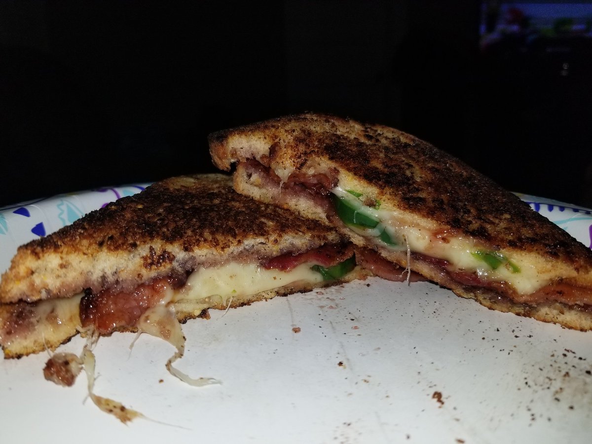 Blackberry, bacon, and jalapeno grilled cheese. #GourmetGrilledCheese #HavartiCheeseIsLife