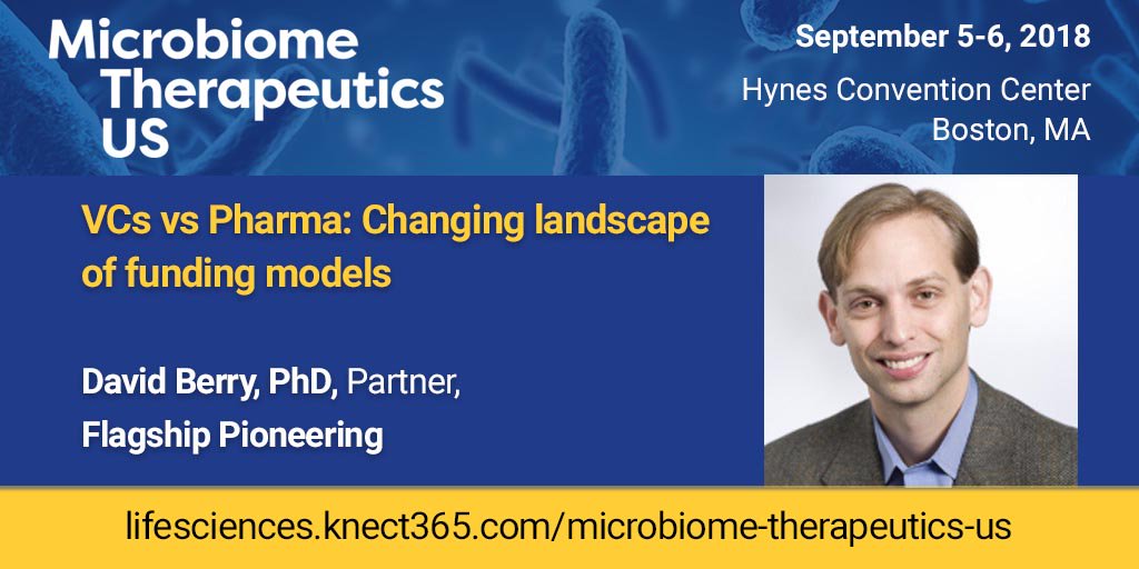 CellTherapyIC's tweet image. Join David Berry, Partner at @FlagshipPioneer this September in #Boston to explore the changing landscape of #fundingmodels for #microbiome #therapeutics. Download the #MicrobiomeUS agenda to find out more: goo.gl/V9iBDt #DrugDiscovery #Financing #EarlyClinical