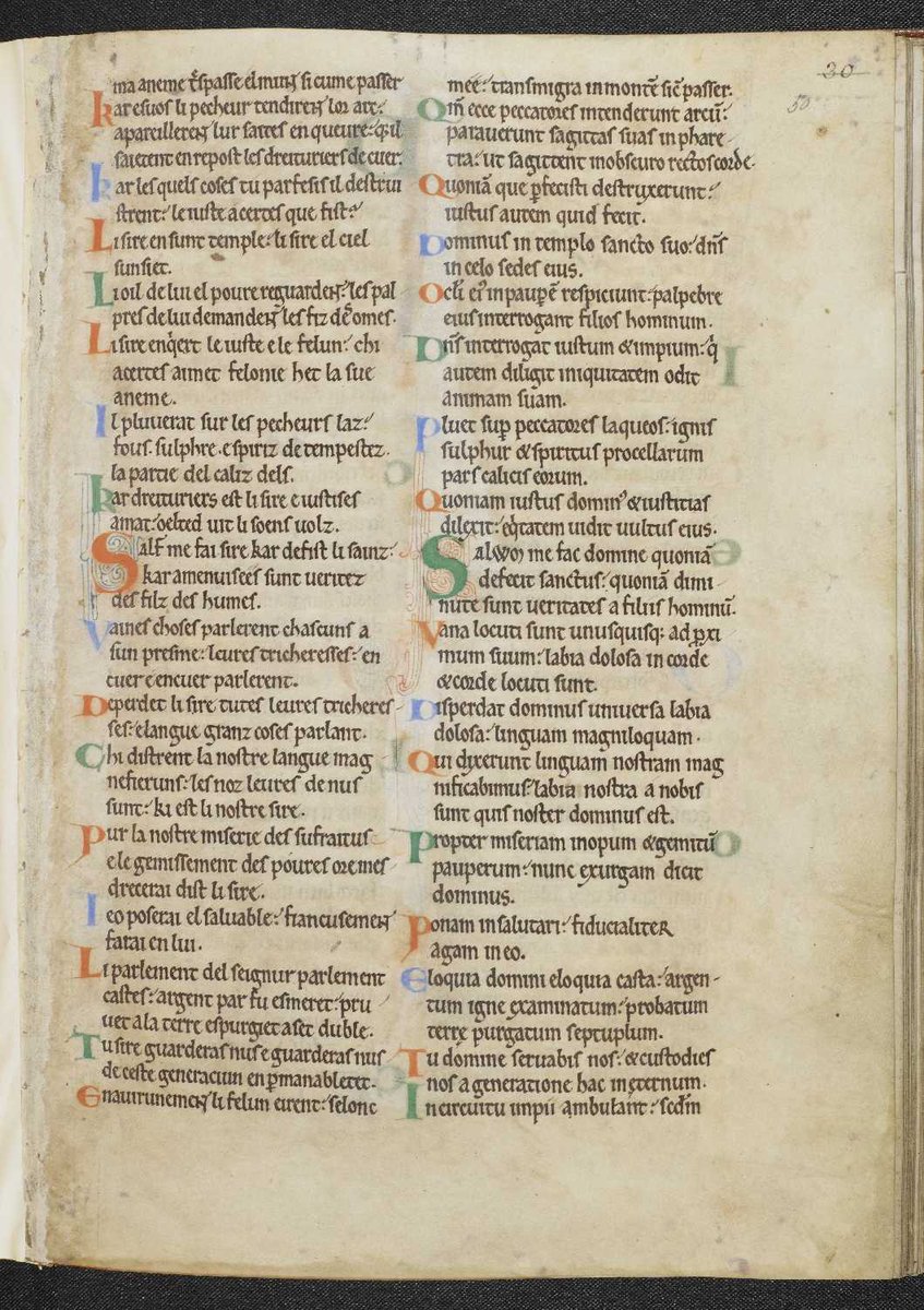BLMedieval's tweet image. Now on display in the British Library's Treasures Gallery: this 12th-century bilingual Psalter, written in Latin and French #BLTreasures blogs.bl.uk/digitisedmanus…