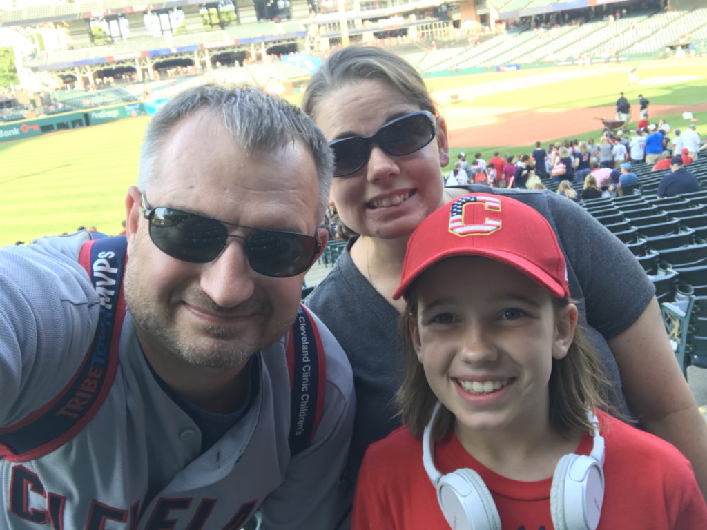 TIMeGreathouse's tweet photo. No place I’d rather be than watching the @Indians with my family on my Birthday! Go Tribe! #Battle4Ohio #RallyTogether #LindorGoesDeep https://t.co/1T0l1bA4qa