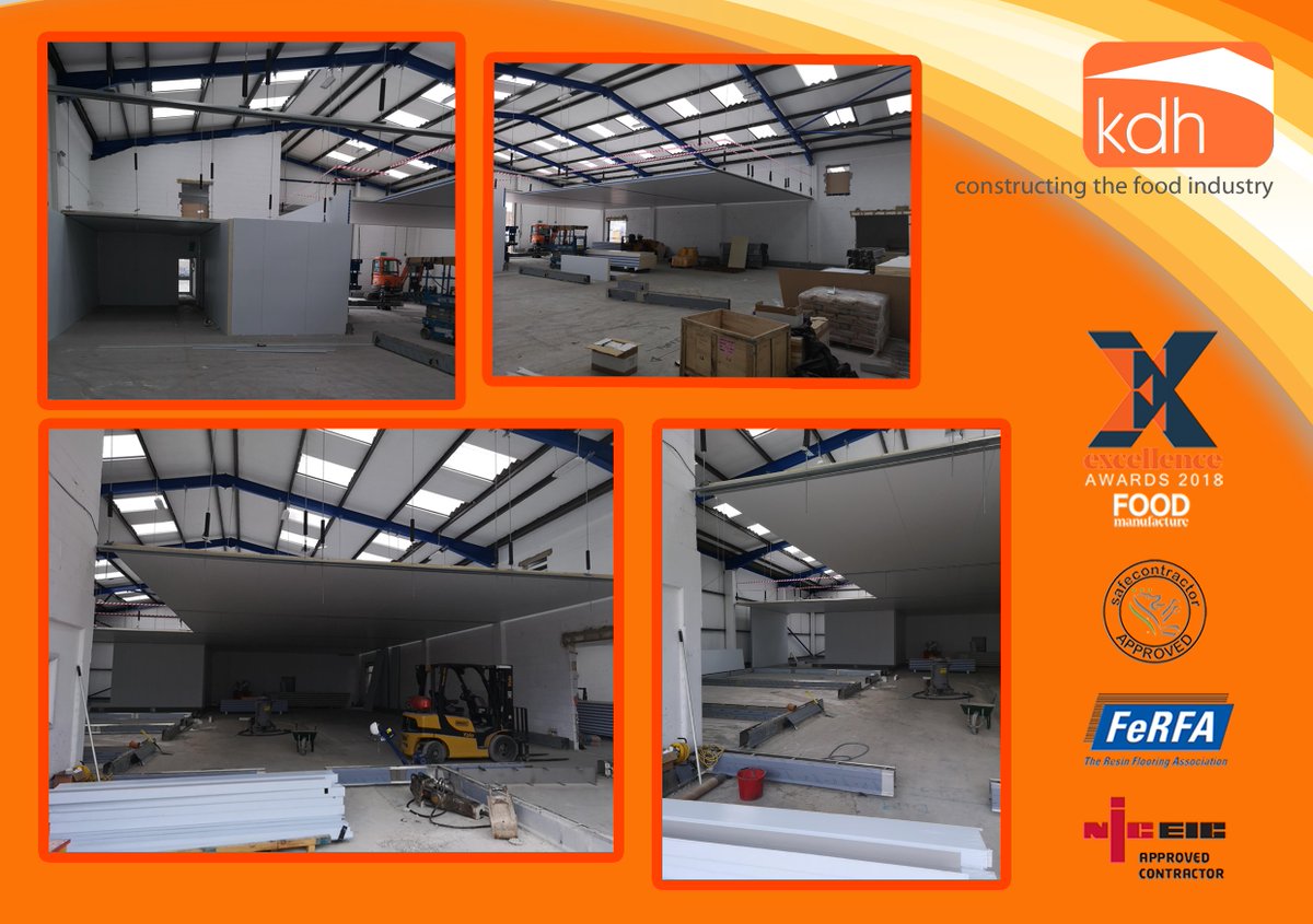 kdhprojects's tweet photo. #kdhprojects #heavenly #meat #packaging #facility taken shape as enters it's next #phase. Work is comprised of installing insulated #mineral #fiber  #paneled #walls and #ceilings using #PIR core fire check panels. to meet health and safety #60mins fire rating requirement. https://t.co/QofNHLgtrv