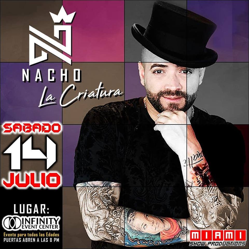 SmithsTix's tweet image. Miami Show Productions presents Nacho "#LaCriatura" #TourUSA2018 July 14th at the Infinity Event Center. Don't miss out on a night with this Venezuelan pop singer!  #SaltLakeCity