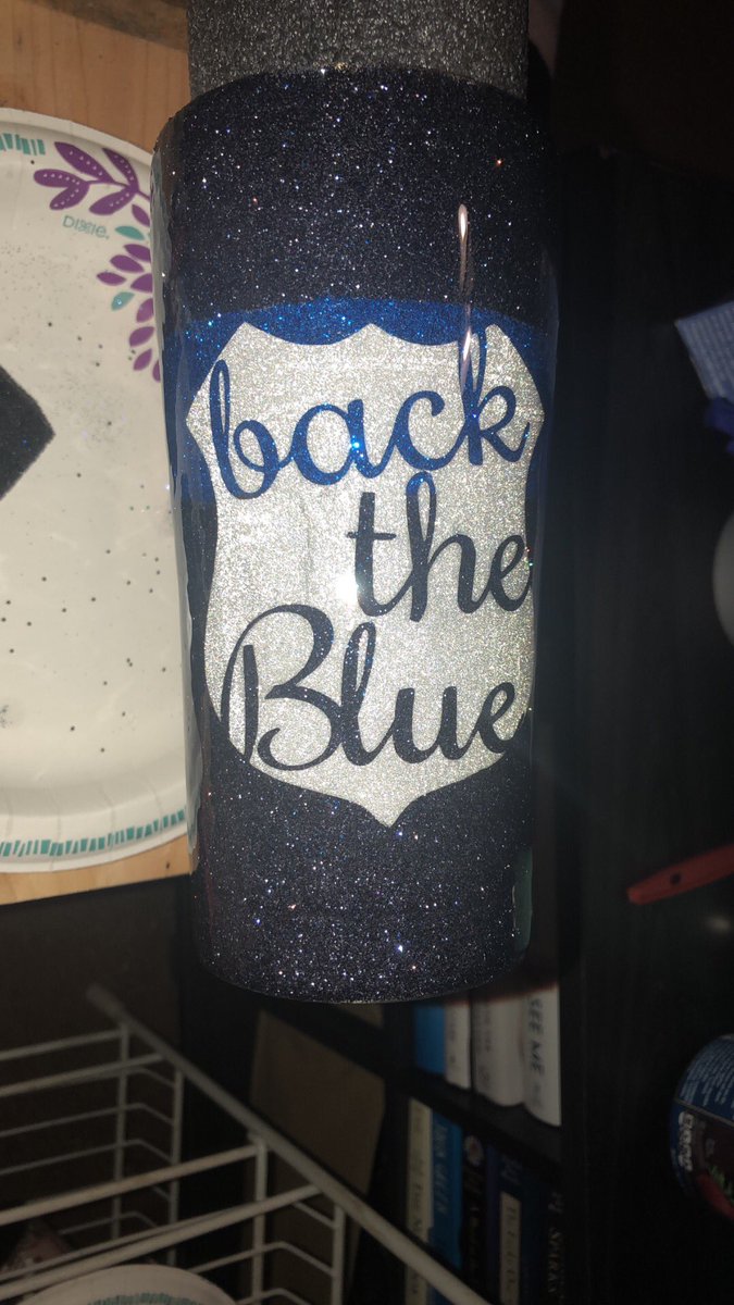 thin blue line glitter tumbler