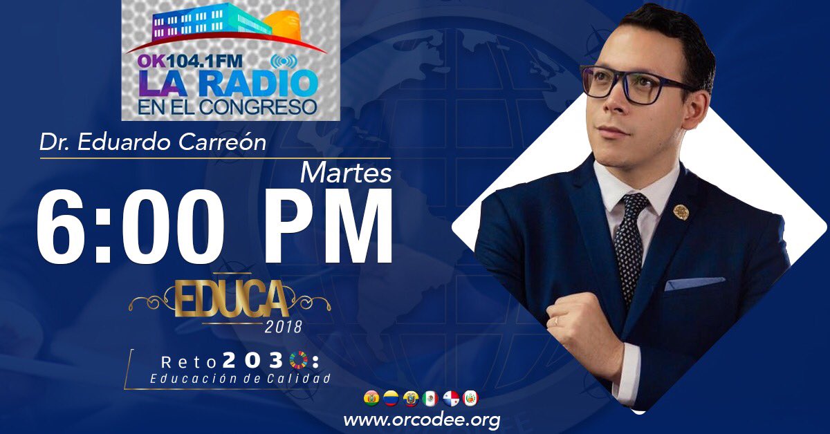 EduardoCarreonM's tweet photo. Esta tarde sigue la transmisión #LaRadioenElCongreso con @AngelHzOficial, hablaremos del Encuentro #EDUCA2018 #ORCODEE https://t.co/iYZ2cTy9L3