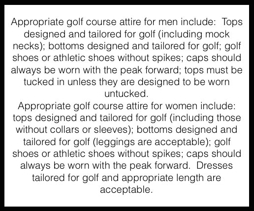 Important info for all of our golfers for Saturday - please read through the Greenhills Golf Club dress code. Thanks! 👕👟👚