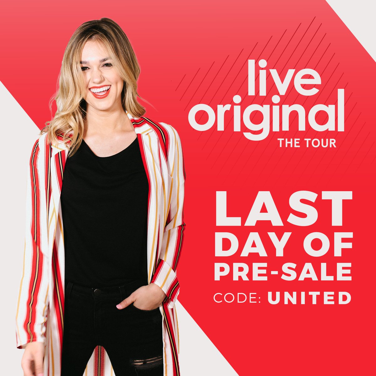 Because we can’t wait to worship alongside you, we are SO READY for the Live Original Tour w/ friends <a href="/sadierob/">Sadie Robertson Huff</a> <a href="/MOSAICMSC/">Mosaic MSC</a>  <a href="/SocialClubMSFTS/">SOCIAL CLUB MISFITS</a> ! 

JOIN US IN YOUR CITY— and jump in on your last chance for pre-sale tickets  😎

#UnitedWeStand #LOTour18